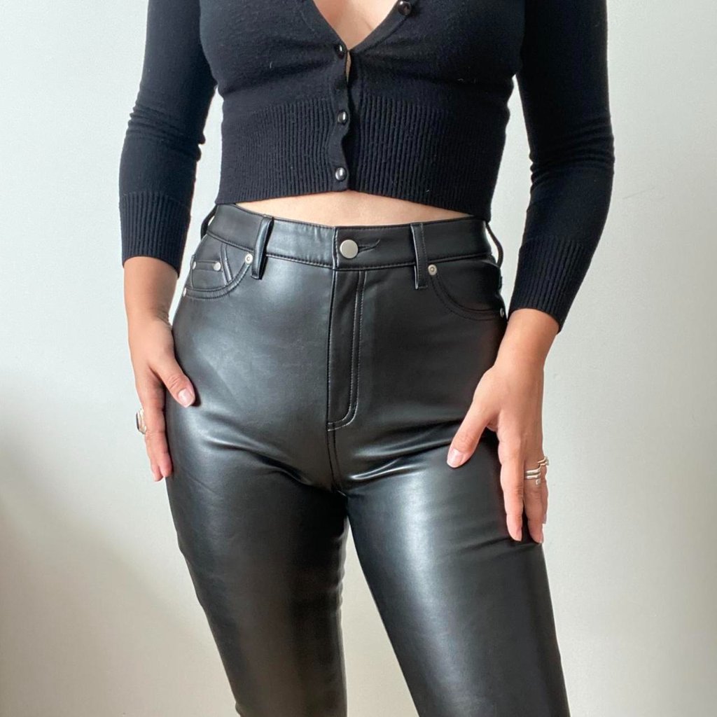 7 For All Mankind Black Faux Leather Pants